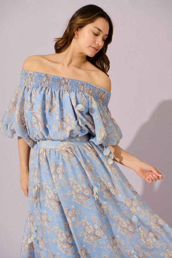 Petal Haze Top in Blue Floral campaign front