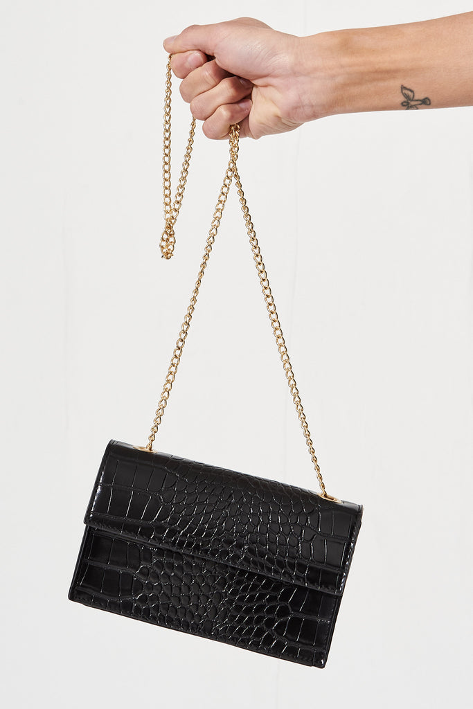 Billini Azalea Clutch Bag in Black - front