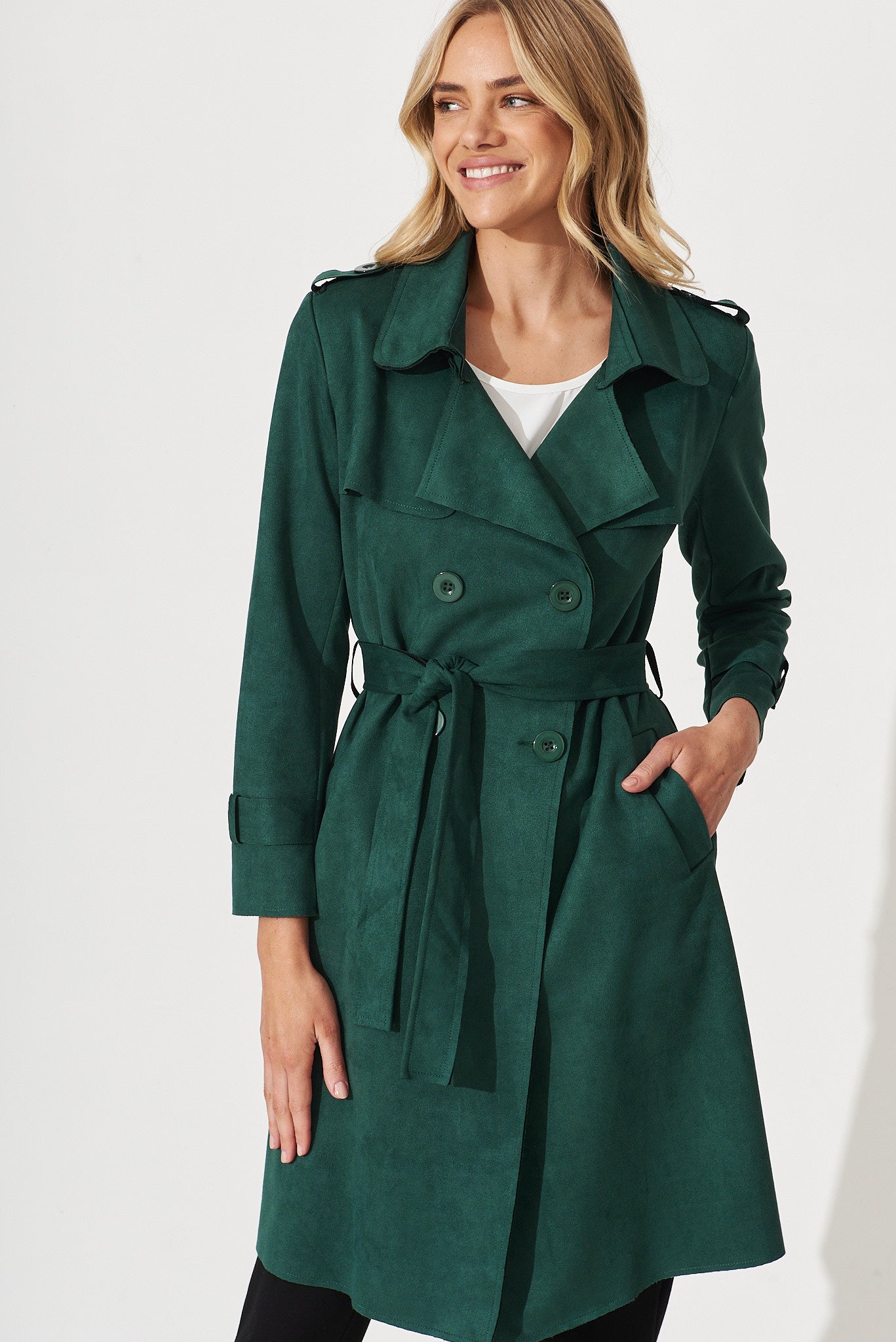 Green trench jacket sale
