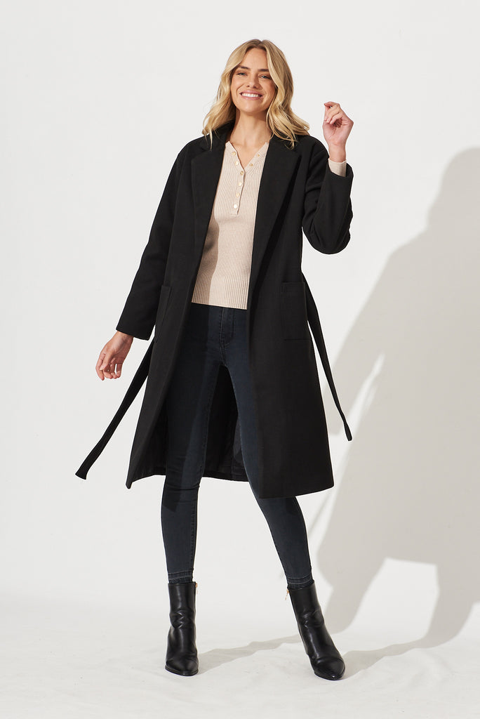 Embrace Coat In Black - full length