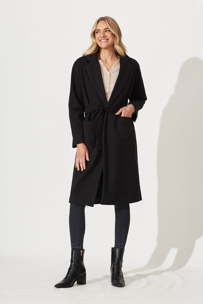 Embrace Coat In Black - full length