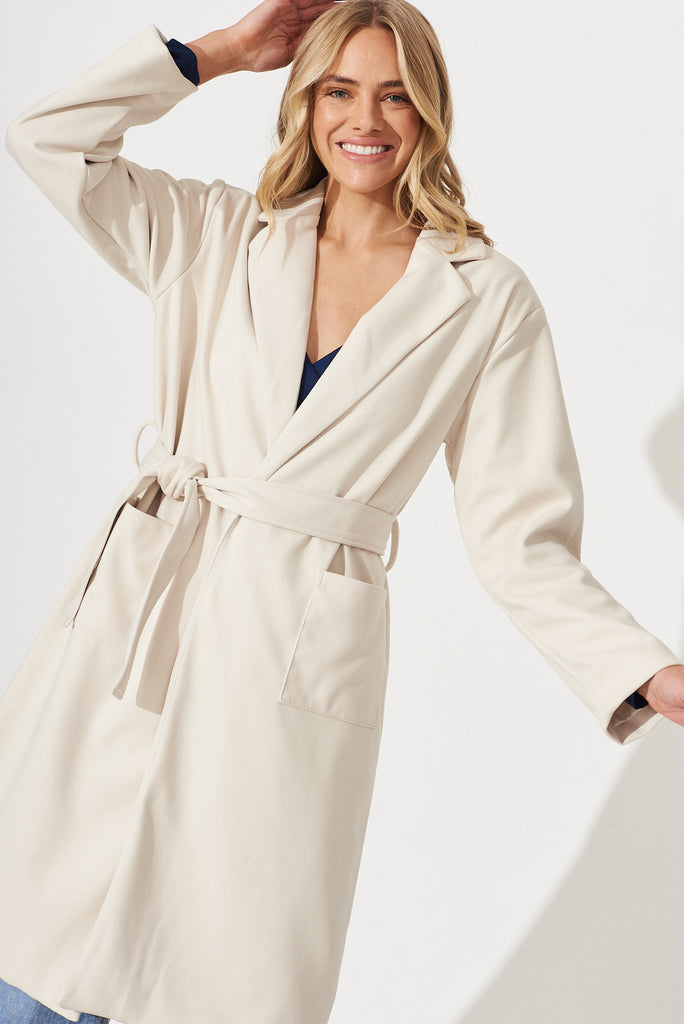 Embrace Coat In Cream - front
