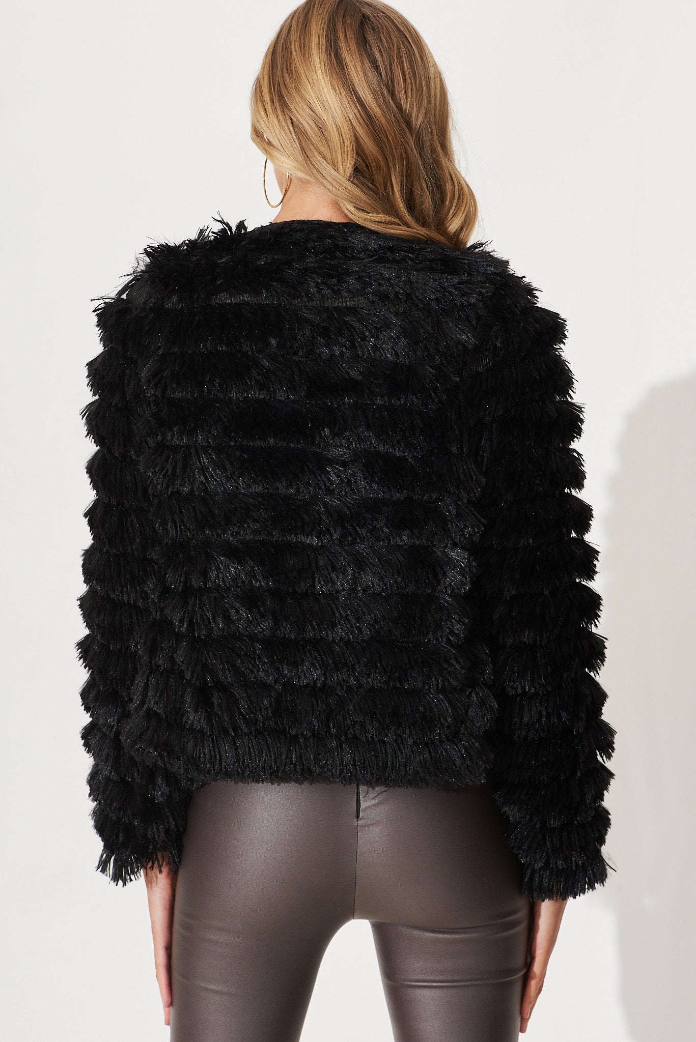 Elysian Faux Fur Jacket In Black St Frock