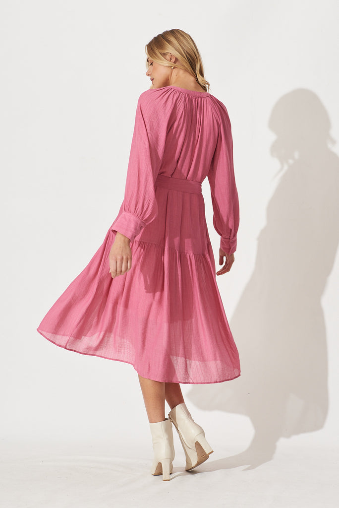 Ellora Midi Dress In Pink - back