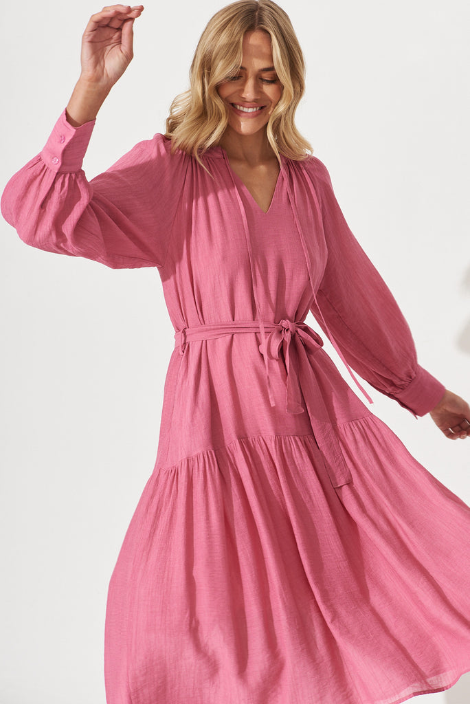 Ellora Midi Dress In Pink - front