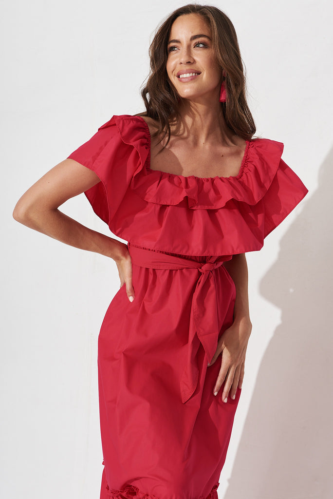Lula Maxi Dress In Red - front