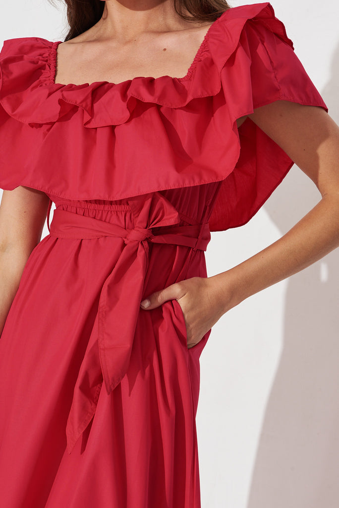 Lula Maxi Dress In Red - detail