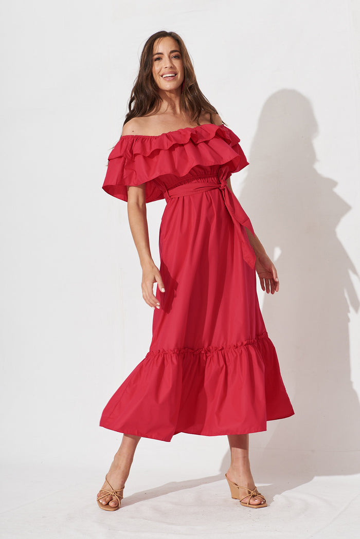 Lula Maxi Dress In Red - full length