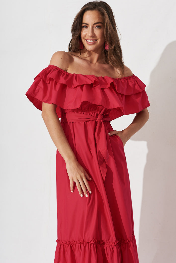 Lula Maxi Dress In Red - front