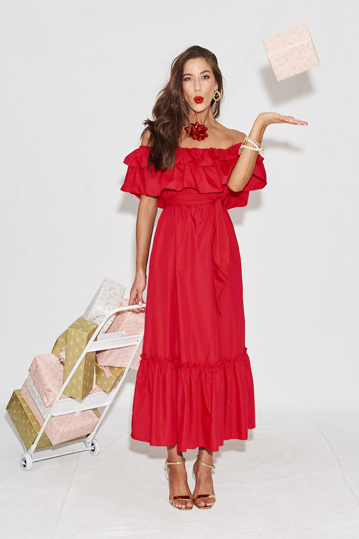 Lula Maxi Dress In Red - full length