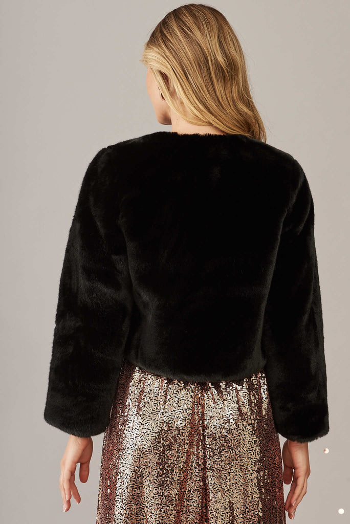 Cher Faux Fur Jacket In Black - back