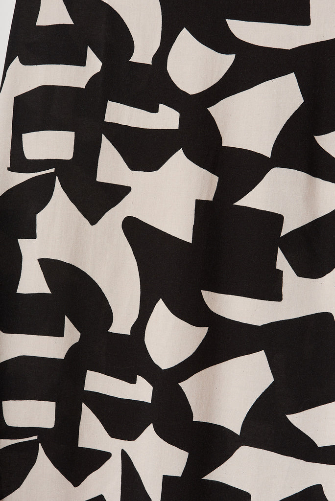 Mariah Pant In Black And Sand Geometric Print - fabric