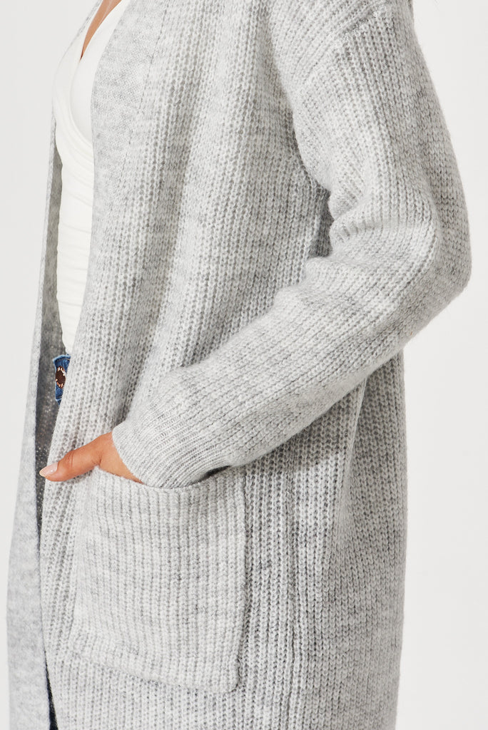 Zayla Knit Cardigan In Grey Wool Blend - detail