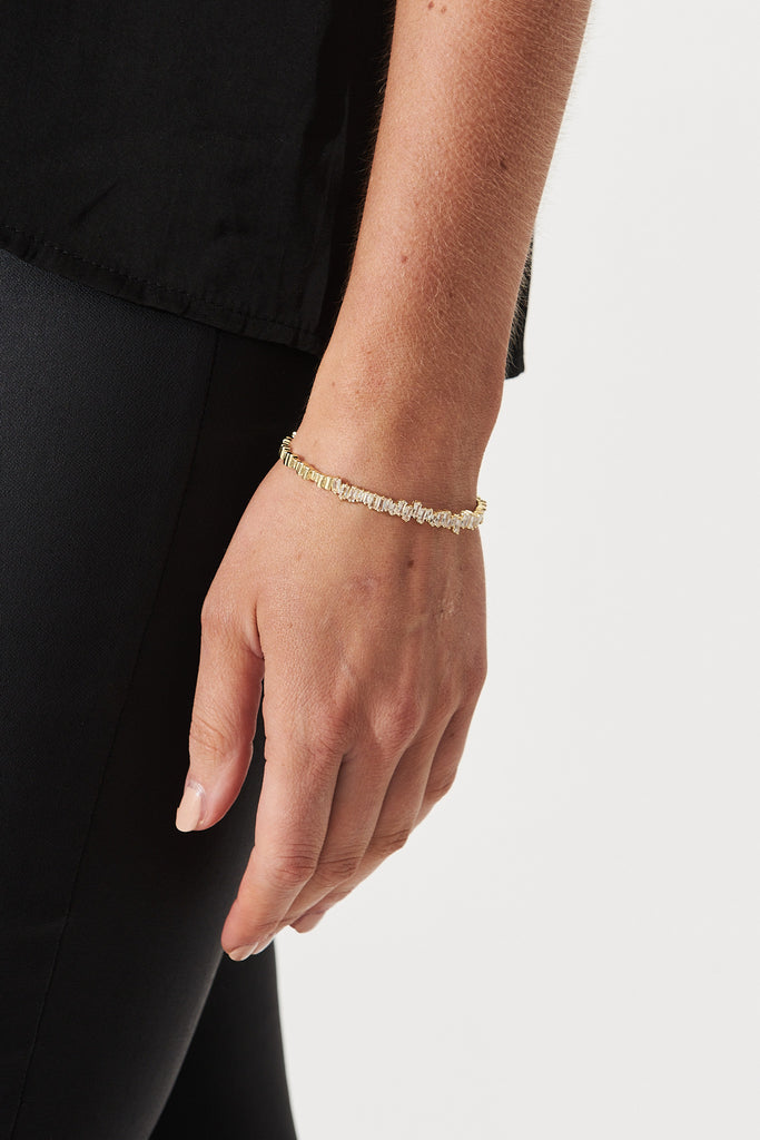 August + Delilah Eglisse Bangle In Gold With Diamante - side
