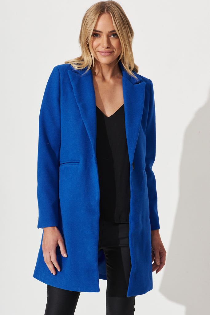 Prato Coat In Cobalt Blue - front
