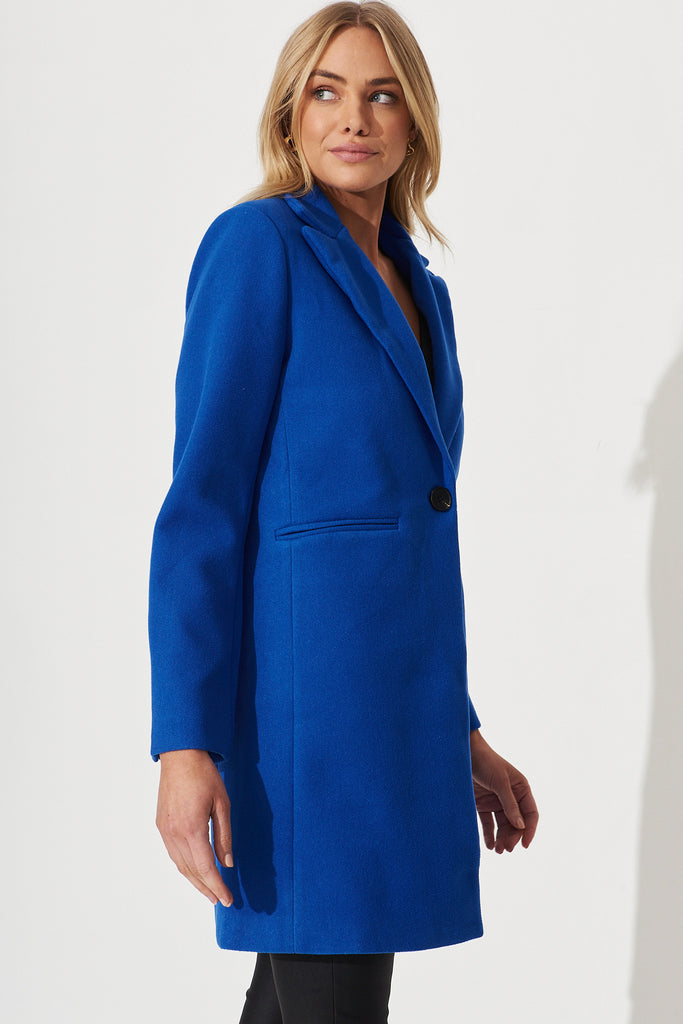 Prato Coat In Cobalt Blue - side