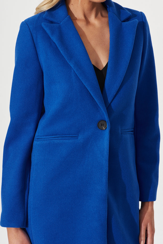 Prato Coat In Cobalt Blue - detail