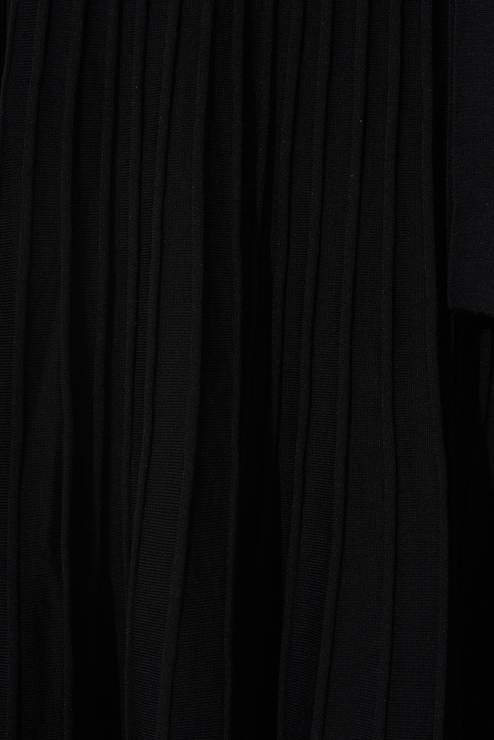 Albi Midi Knit Dress In Black Cotton Blend - fabric