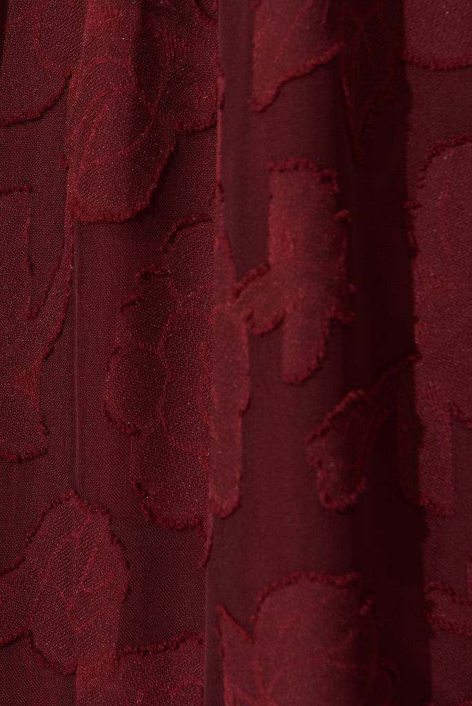 Brittney Midi Dress In Wine Burnout Chiffon - fabric