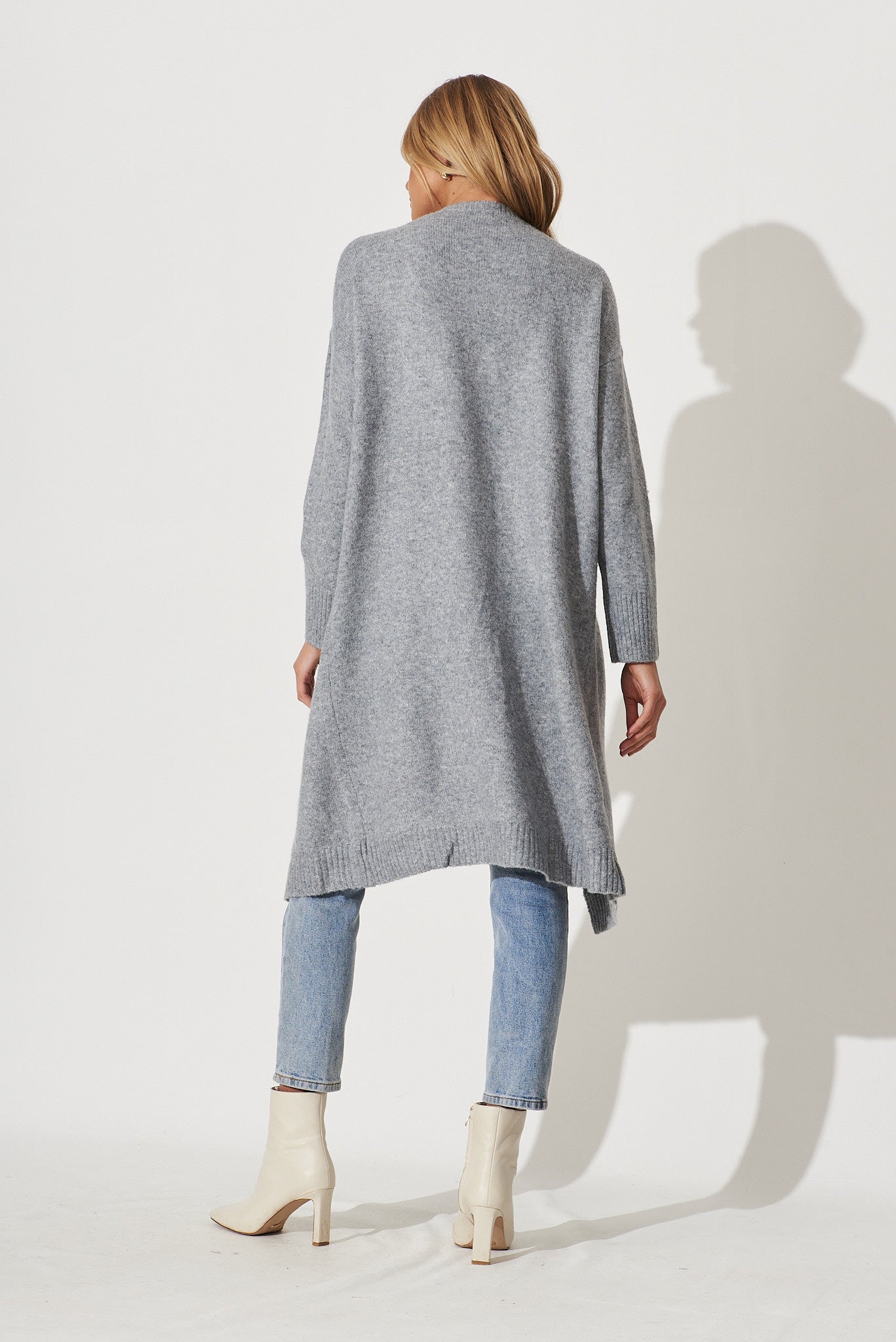 Medina Knit Cardigan In Grey Wool Blend St Frock