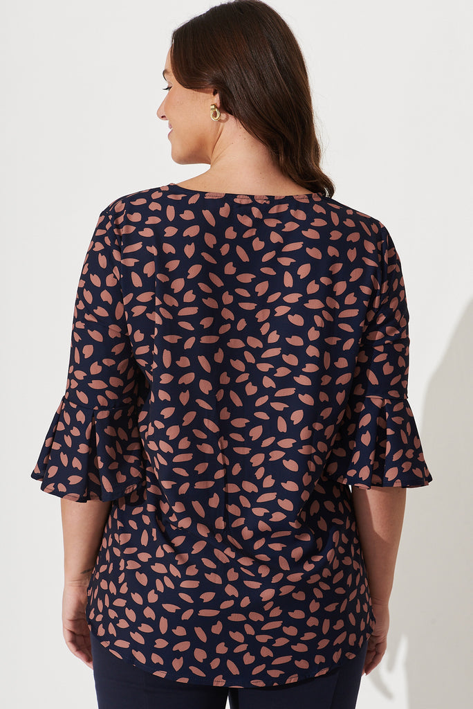 Tai Top in Navy with Rust Leaf - back