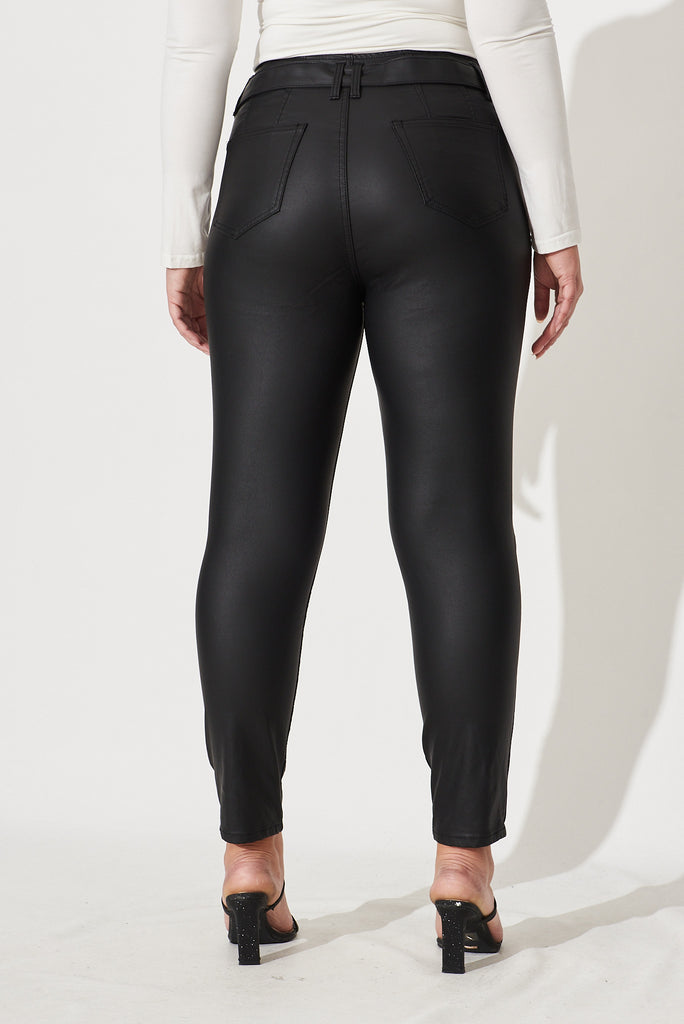 Eclipse Leatherette Pants in Black - back