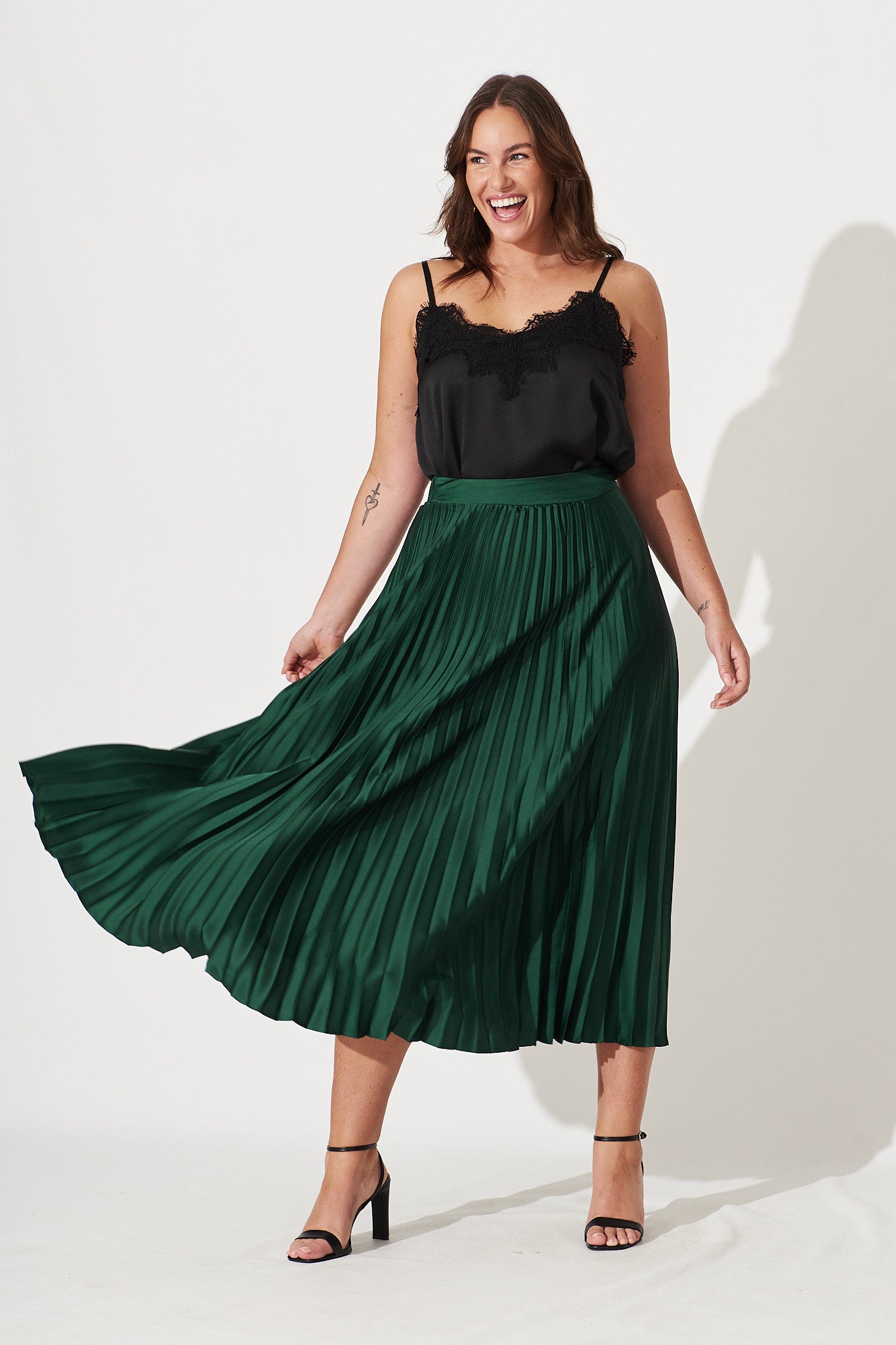 Buy green pleated skirt sale