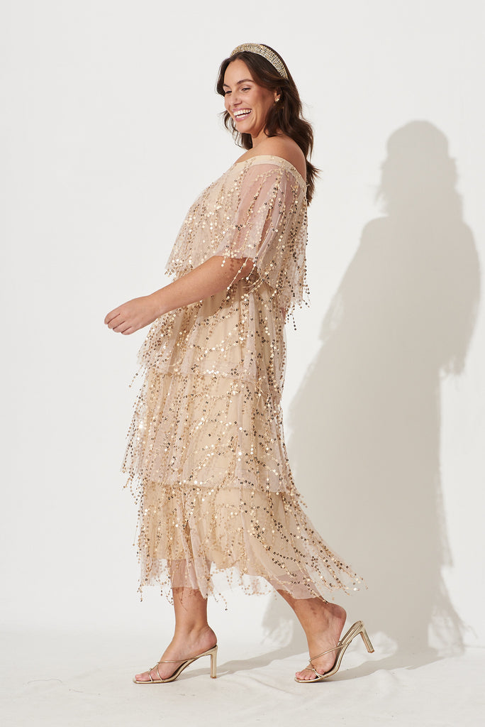 Cosmopolitan Sequin Dress In Blush - side