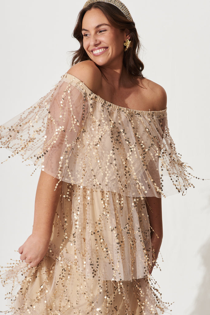 Cosmopolitan Sequin Dress In Blush - front