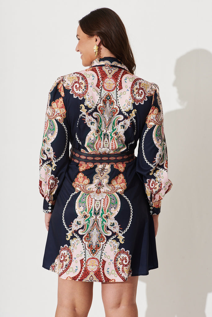 Amore Dress In Navy Paisley - back