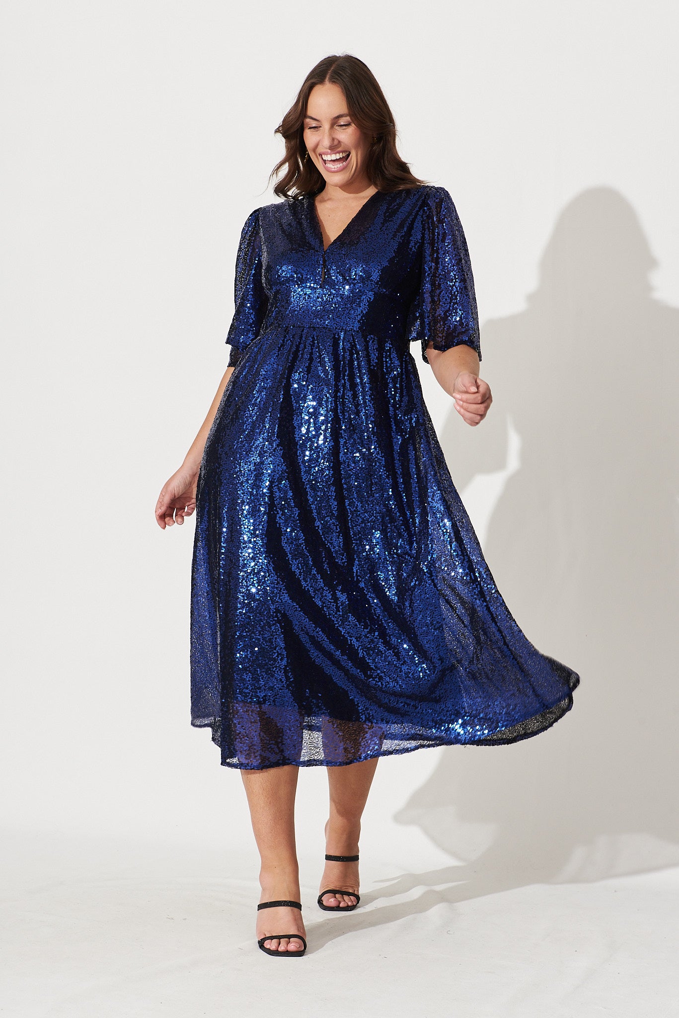 Plus size 2025 sequin midi dress