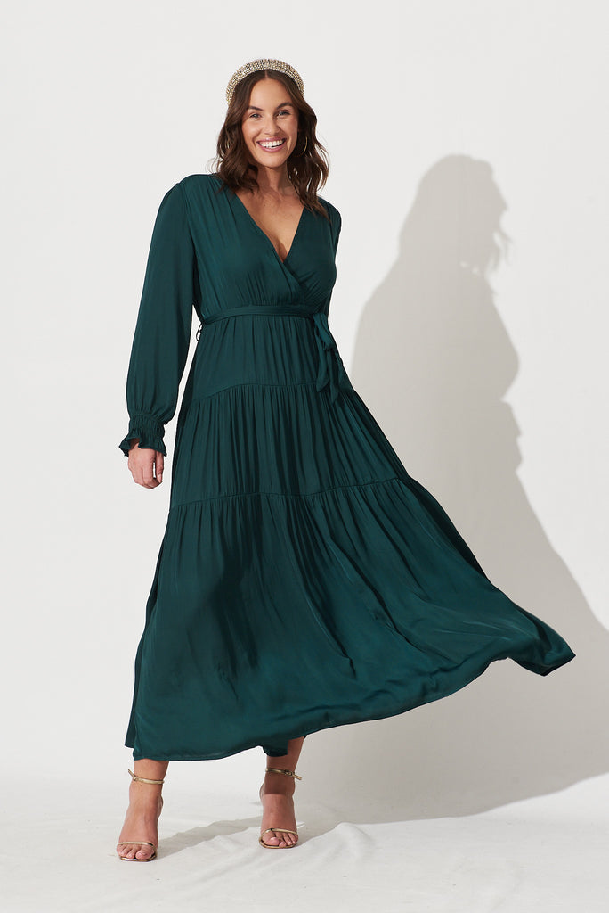 Dominique Maxi Dress In Emerald - full length