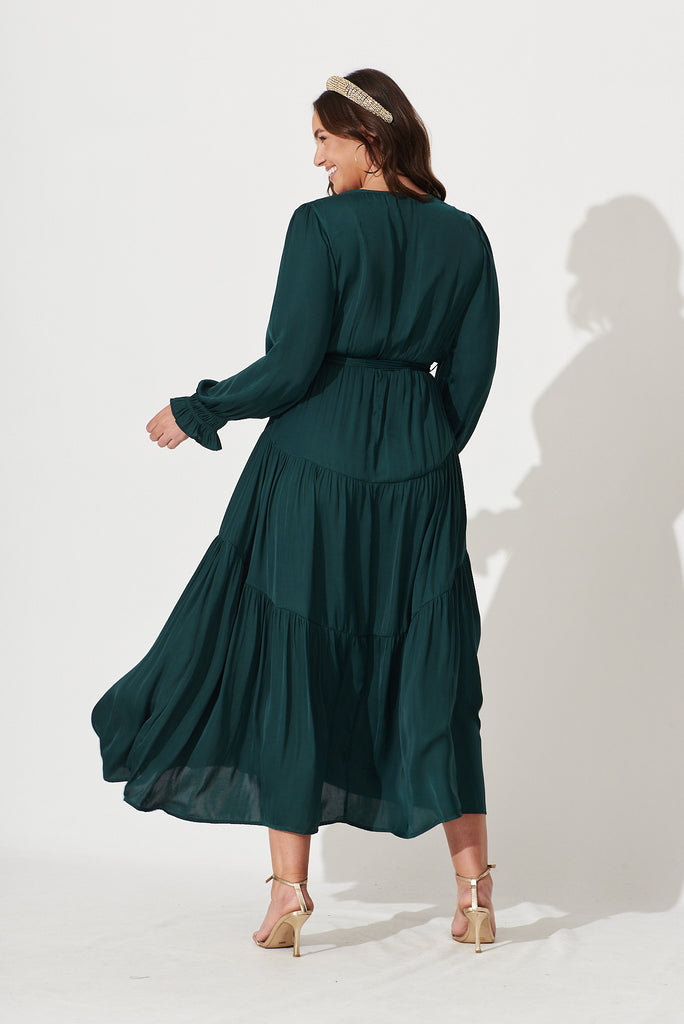 Dominique Maxi Dress In Emerald - back