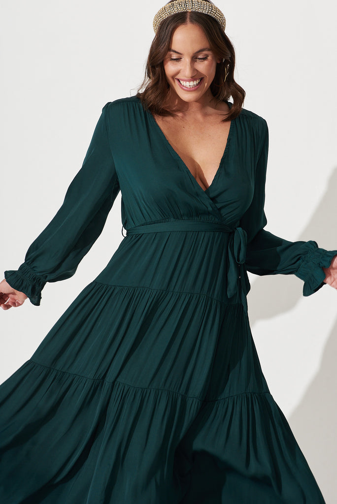 Dominique Maxi Dress In Emerald - front