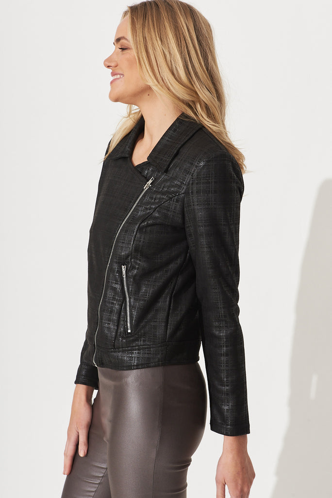 Zoe Jacket In Black With Check Print - side