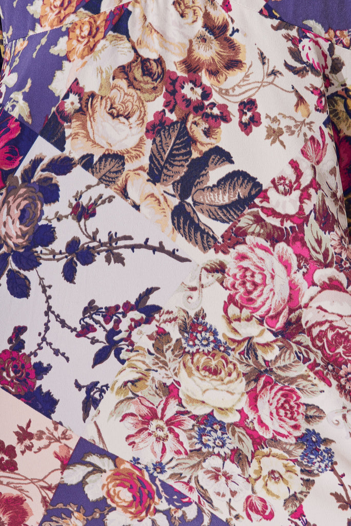 Skylar Dress In Lilac Patchwork Floral Print - fabric