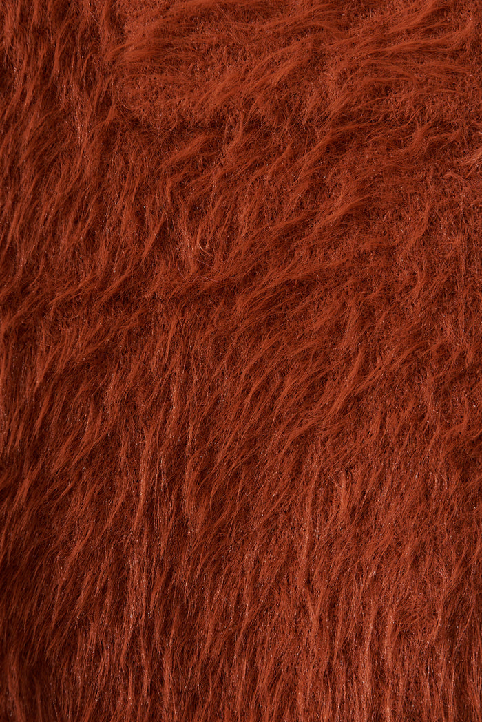 Lovey Dovey Knit Cardigan In Rust Wool Blend - fabric