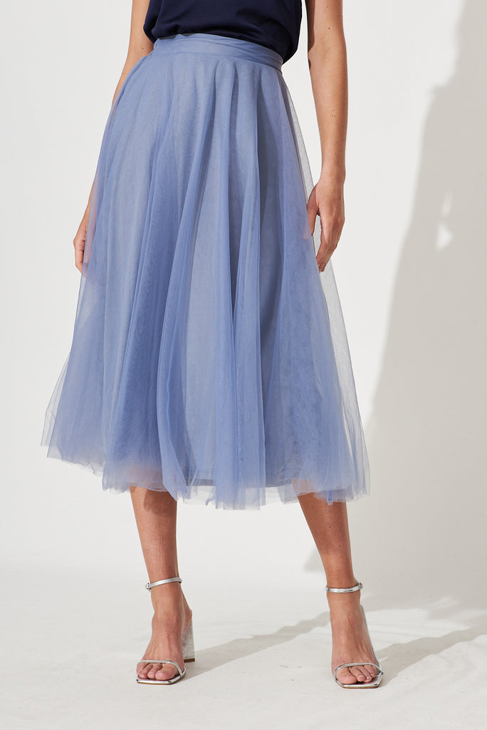 Wannabe Tulle Skirt In Ice Blue - front