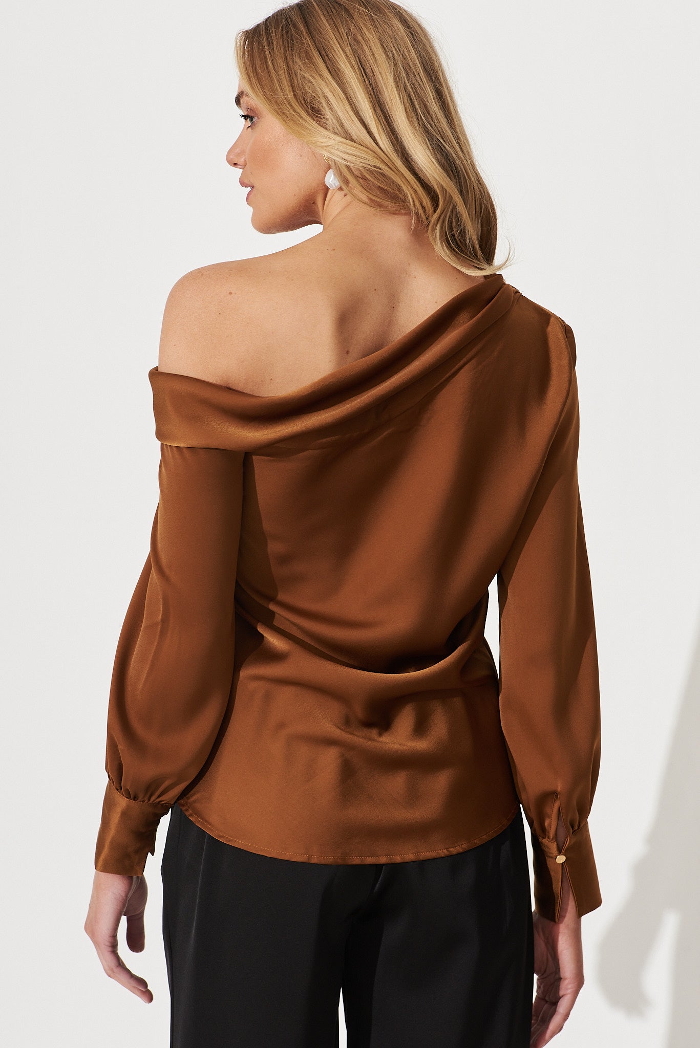 Satin off shoulder sales top