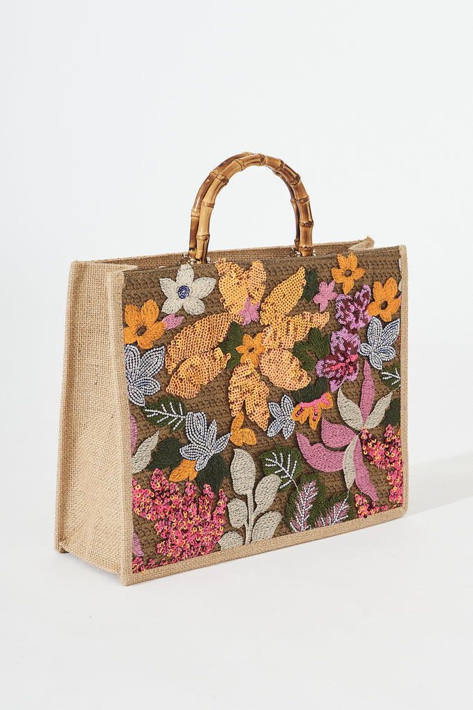 August + Delilah Novida Tote Bag In Multi Tangerine Sequin - side