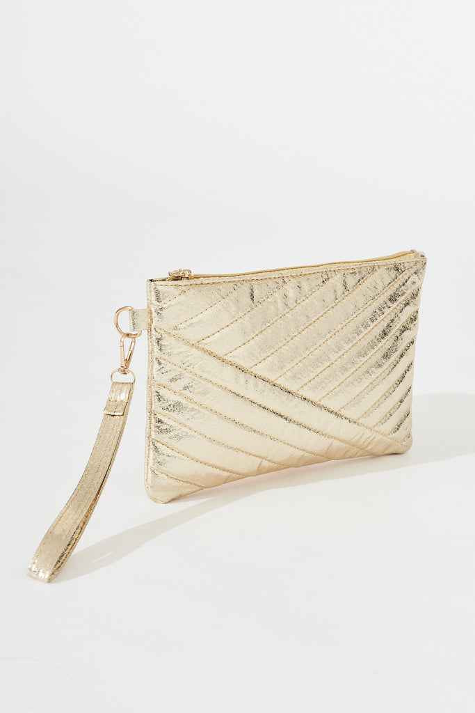 August + Delilah Mauriel Clutch In Gold - side