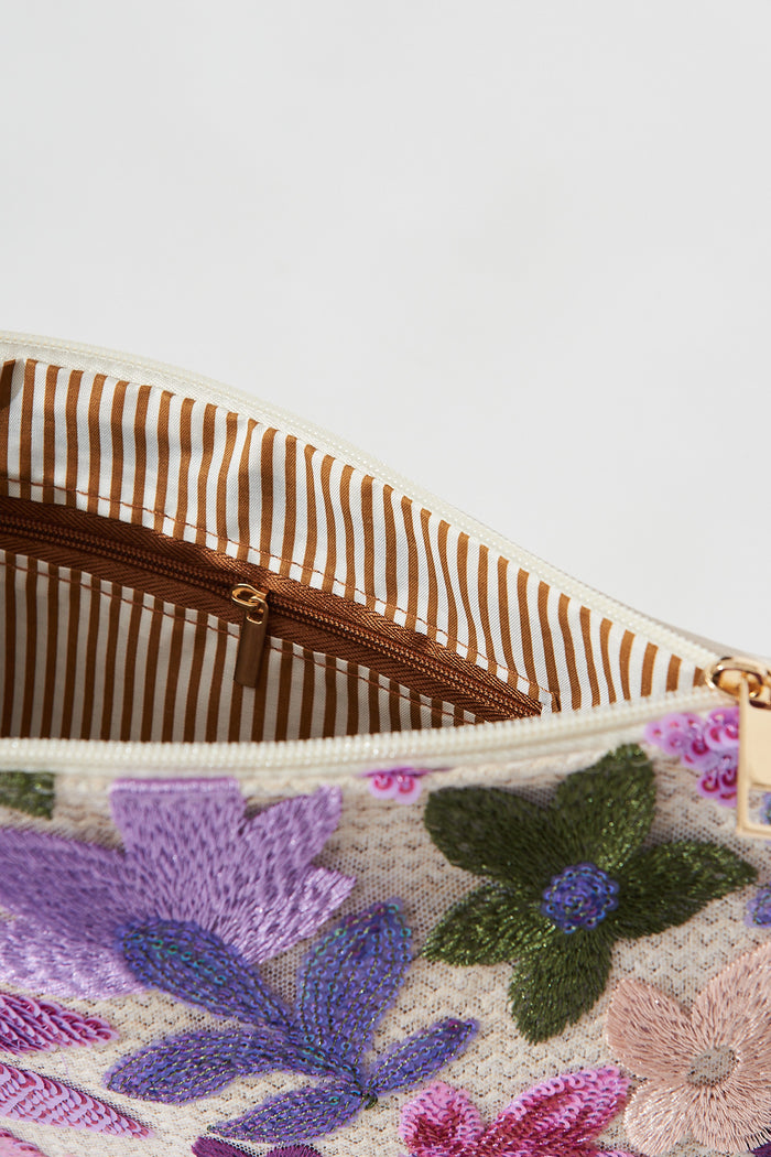 August + Delilah Hughes Clutch In Pink With Purple Sequin - detail