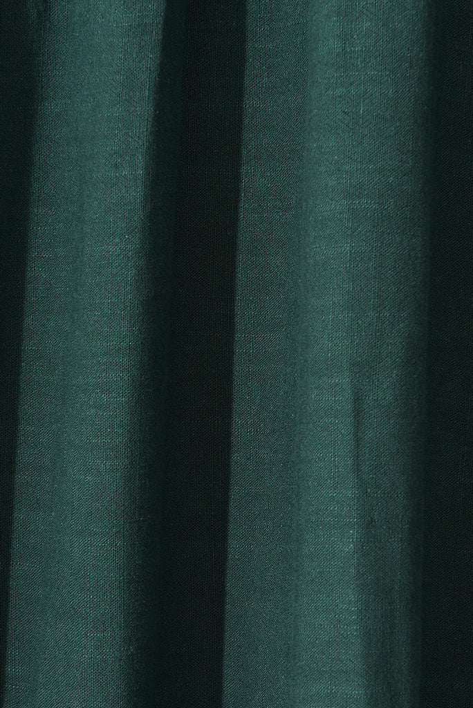 Kristen Midi Dress In Green Linen Blend - fabric