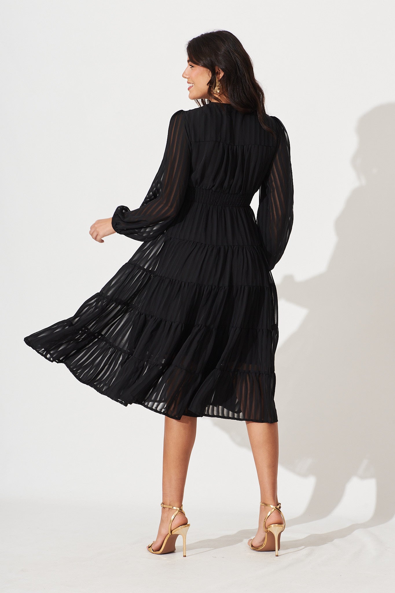 Modical Midi Dress In Black Chiffon – St Frock