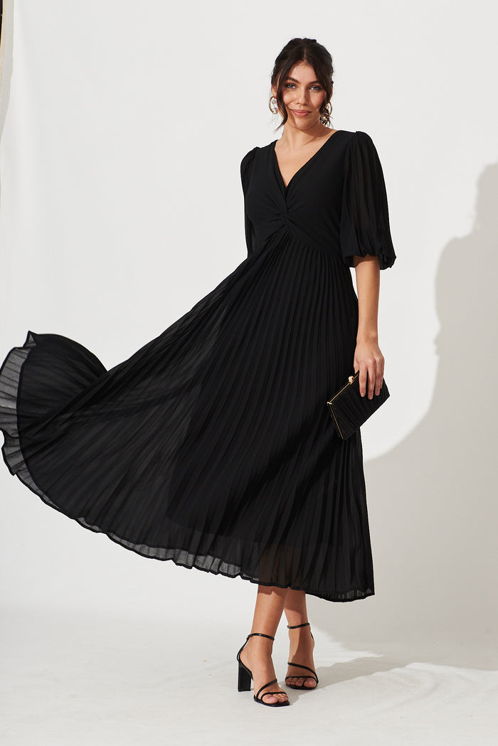 Moritz Maxi Dress In Black Chiffon - full length