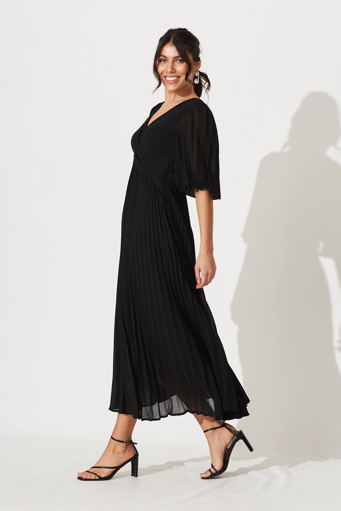 Moritz Maxi Dress In Black Chiffon - side