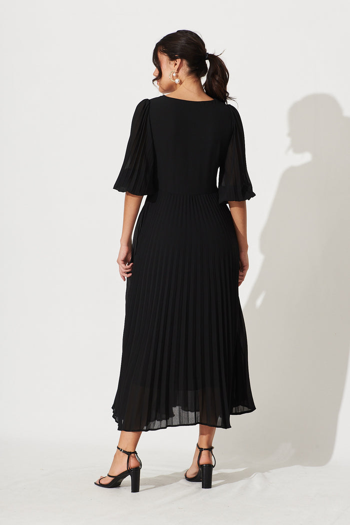 Moritz Maxi Dress In Black Chiffon - back