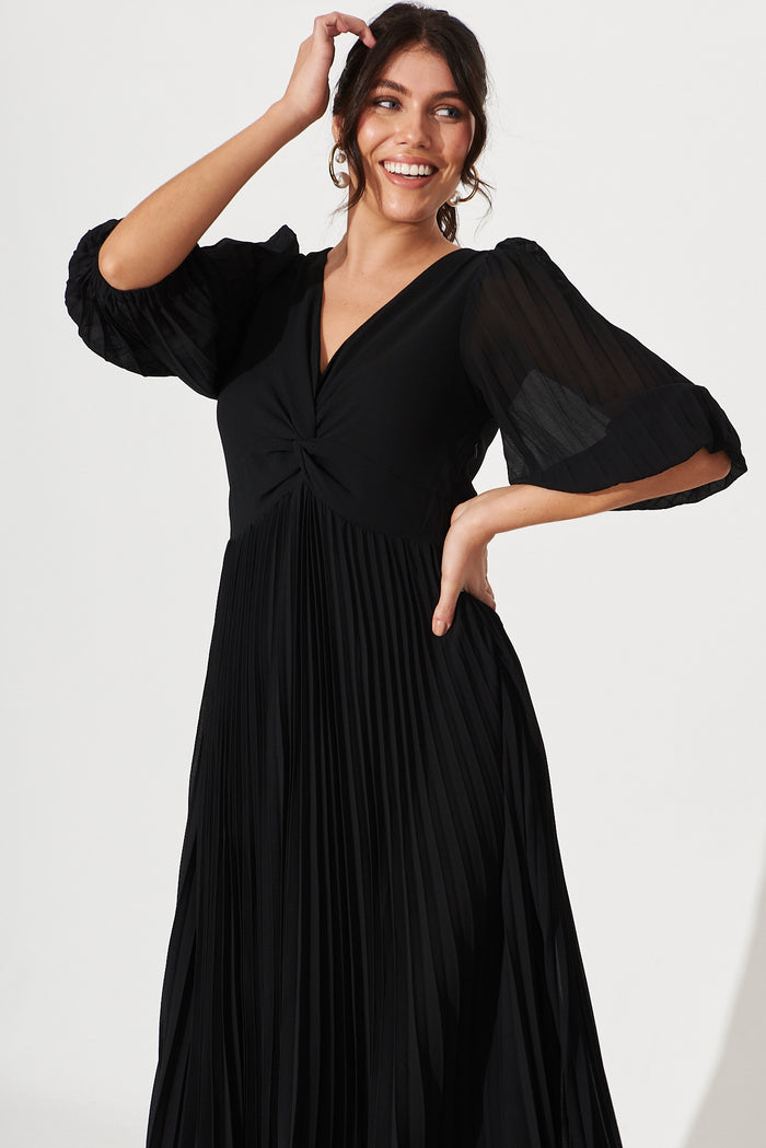 Moritz Maxi Dress In Black Chiffon - front