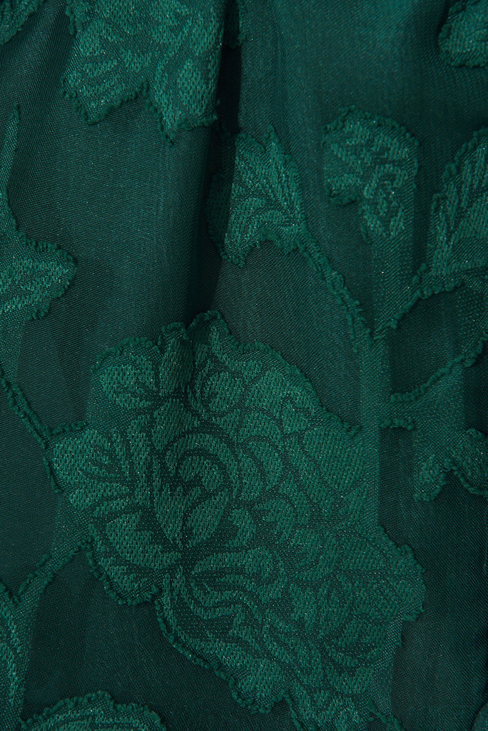 Celestia Shirt Dress In Emerald Burnout Chiffon - fabric