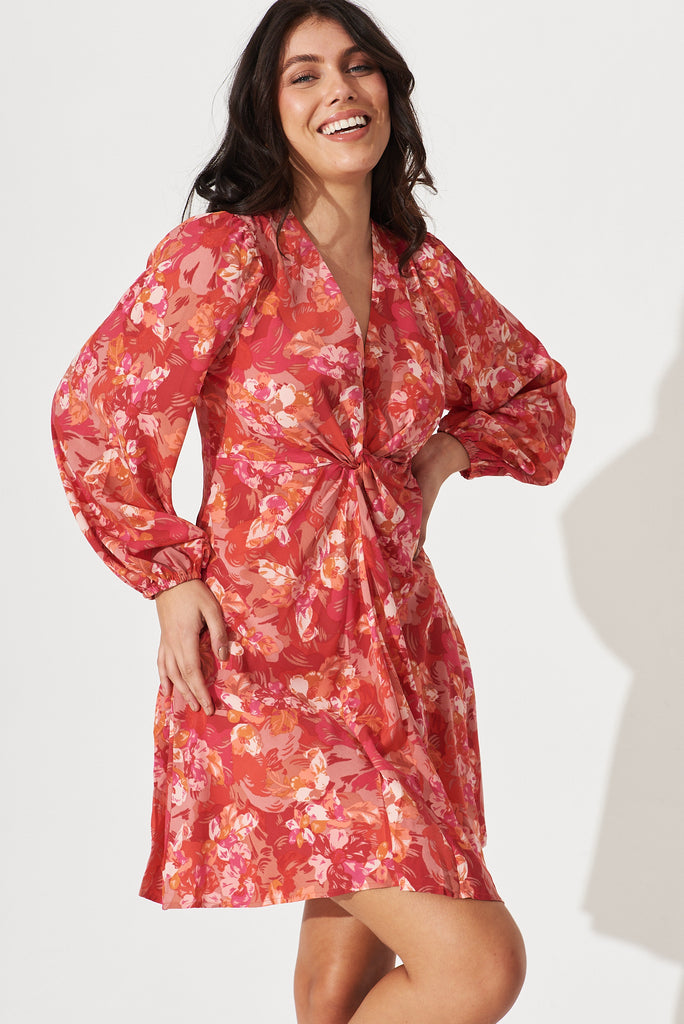 Moore Dress In Red Floral - front